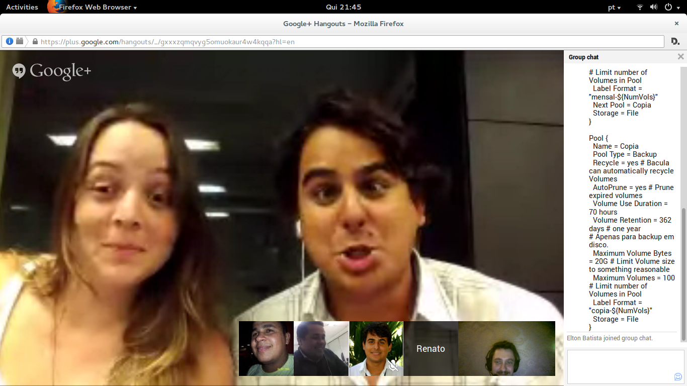 5ª Turma Treinamento Bacula Telepresencial – Julho 2014