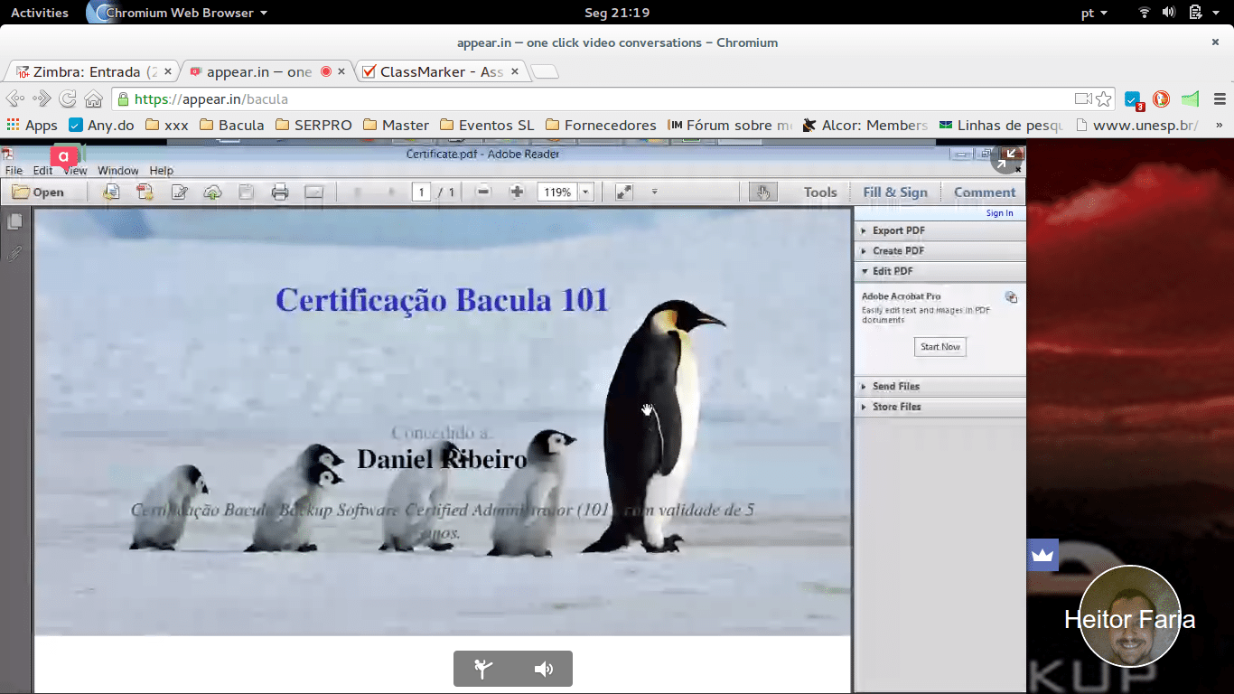 1º Aluno Certificado Bacula 101 – Final da 10ª Turma Bacula Telepresencial