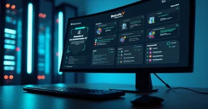 Painel digital exibindo integrações entre Bacula Community e máquinas virtualizadas Hyper-V